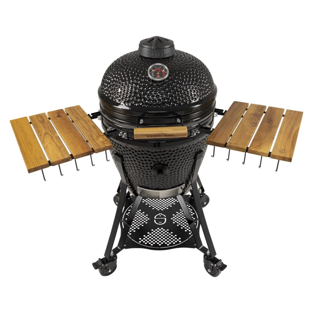 Kamado Sumo Classic Large Black Ceramic Grill with Side Shelves
