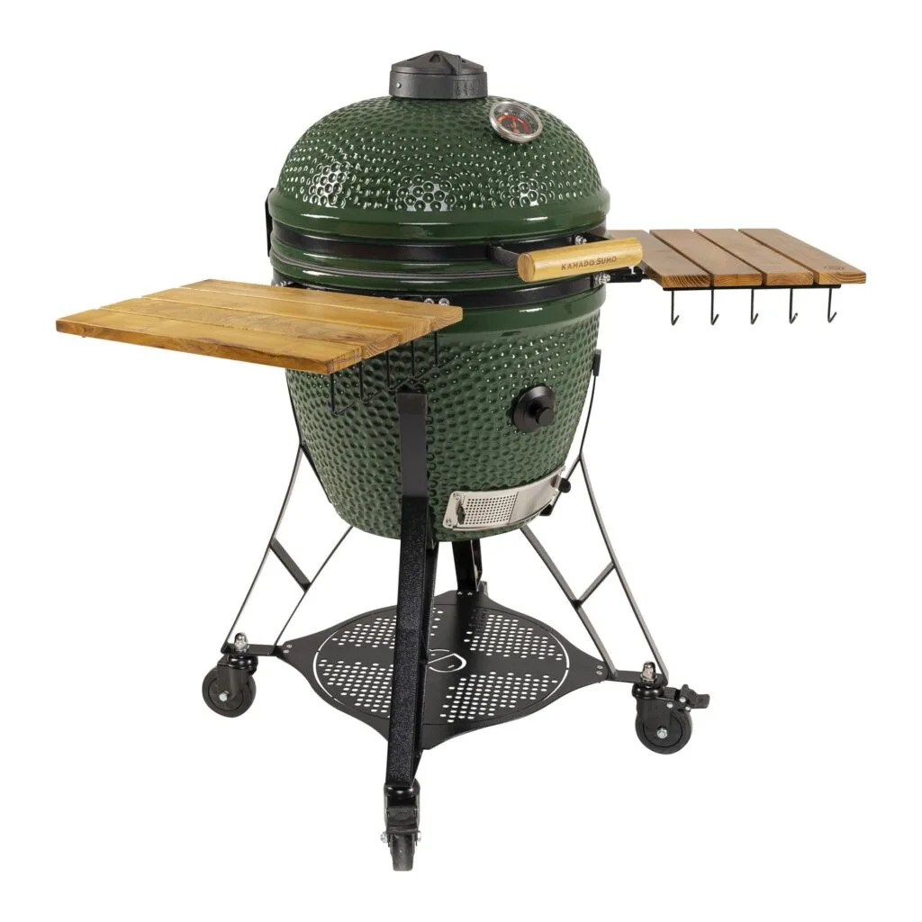 Kamado Sumo Classic Large Green Ceramic Grill with Side Tables