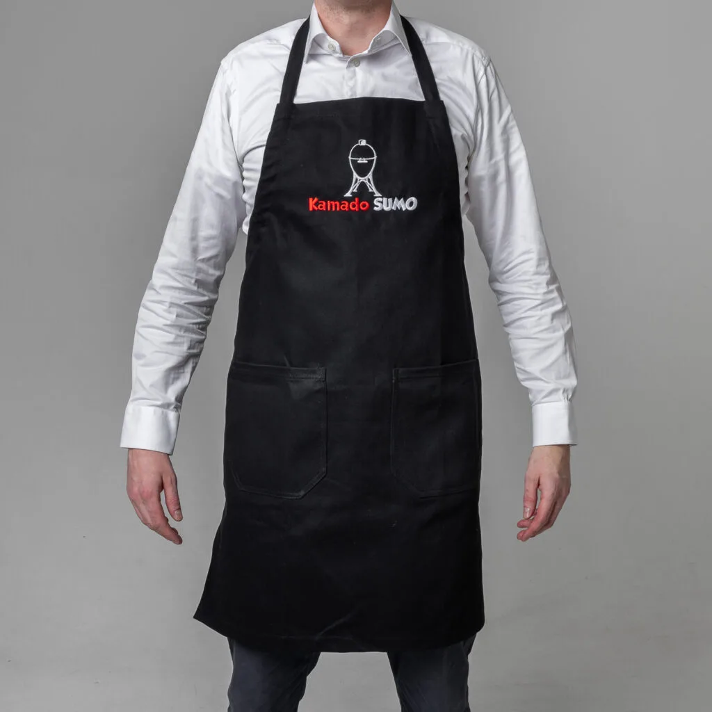 Black apron featuring Kamado Sumo logo