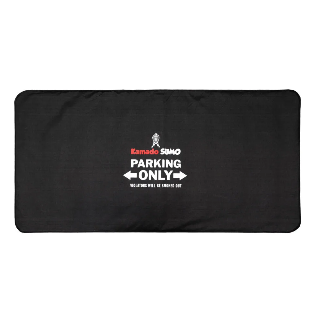 Kamado Sumo parking mat with warning message