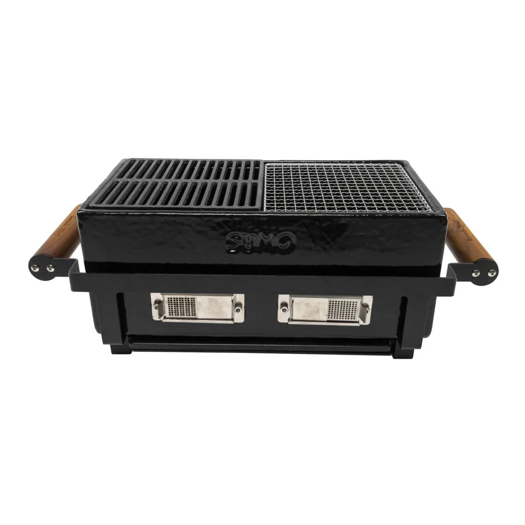 Kamado Sumo hibachi cast iron grill with wooden handles