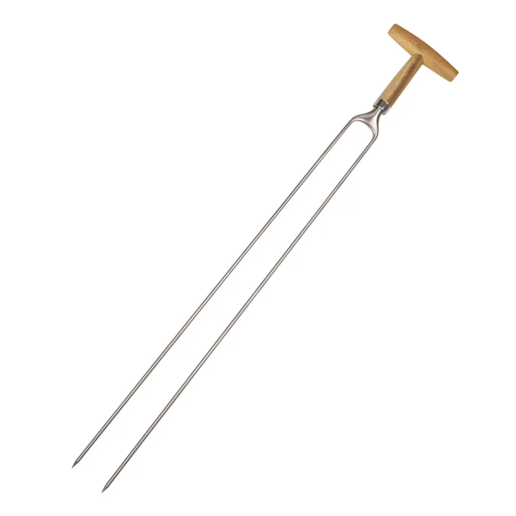 Stainless steel long skewers with wooden handle for grilling