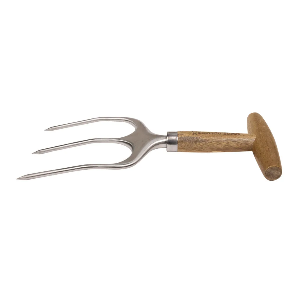 Stainless steel meat fork with wooden handle