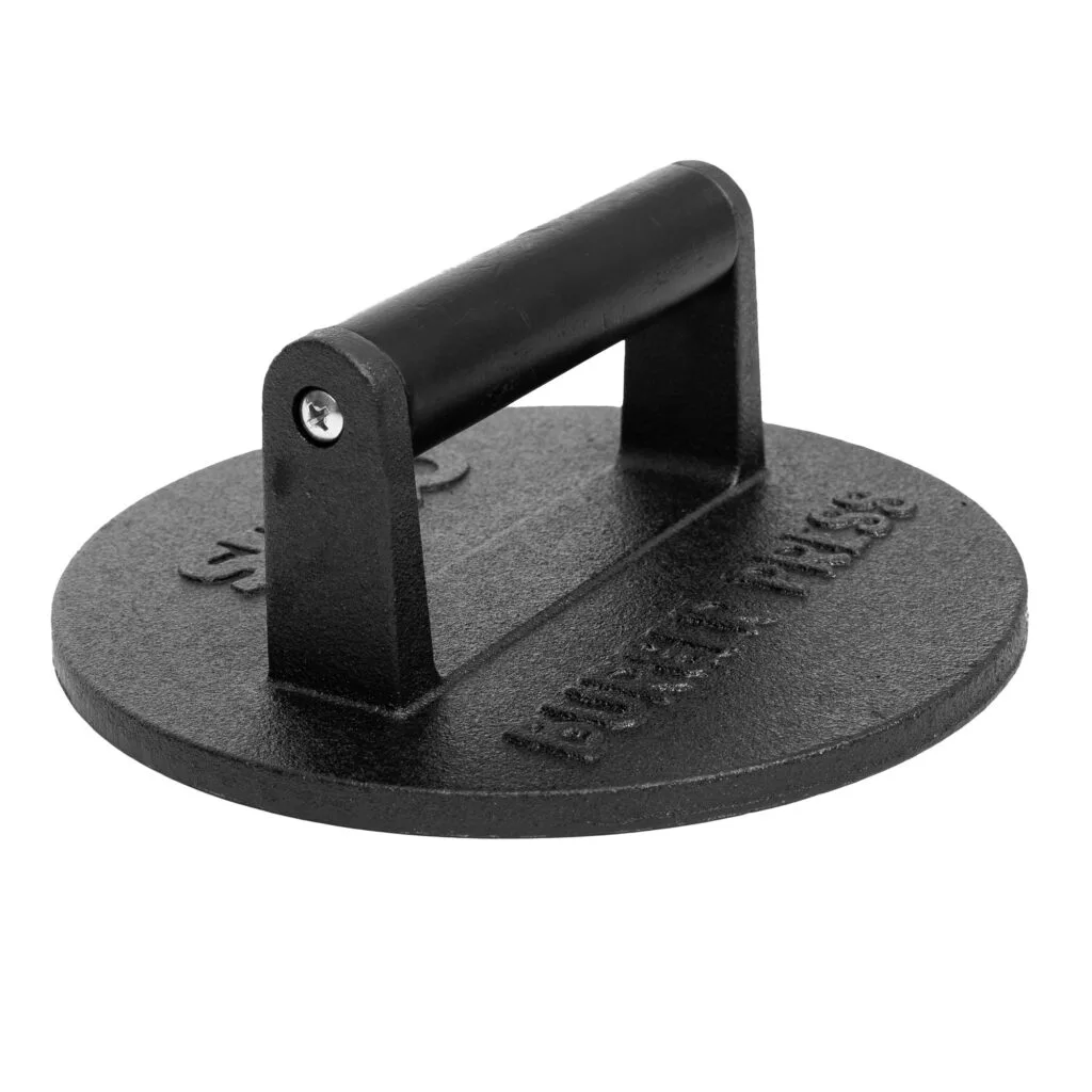 cast iron burger press with handle