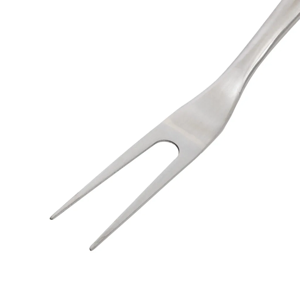 Stainless steel grilling fork with two prongs
