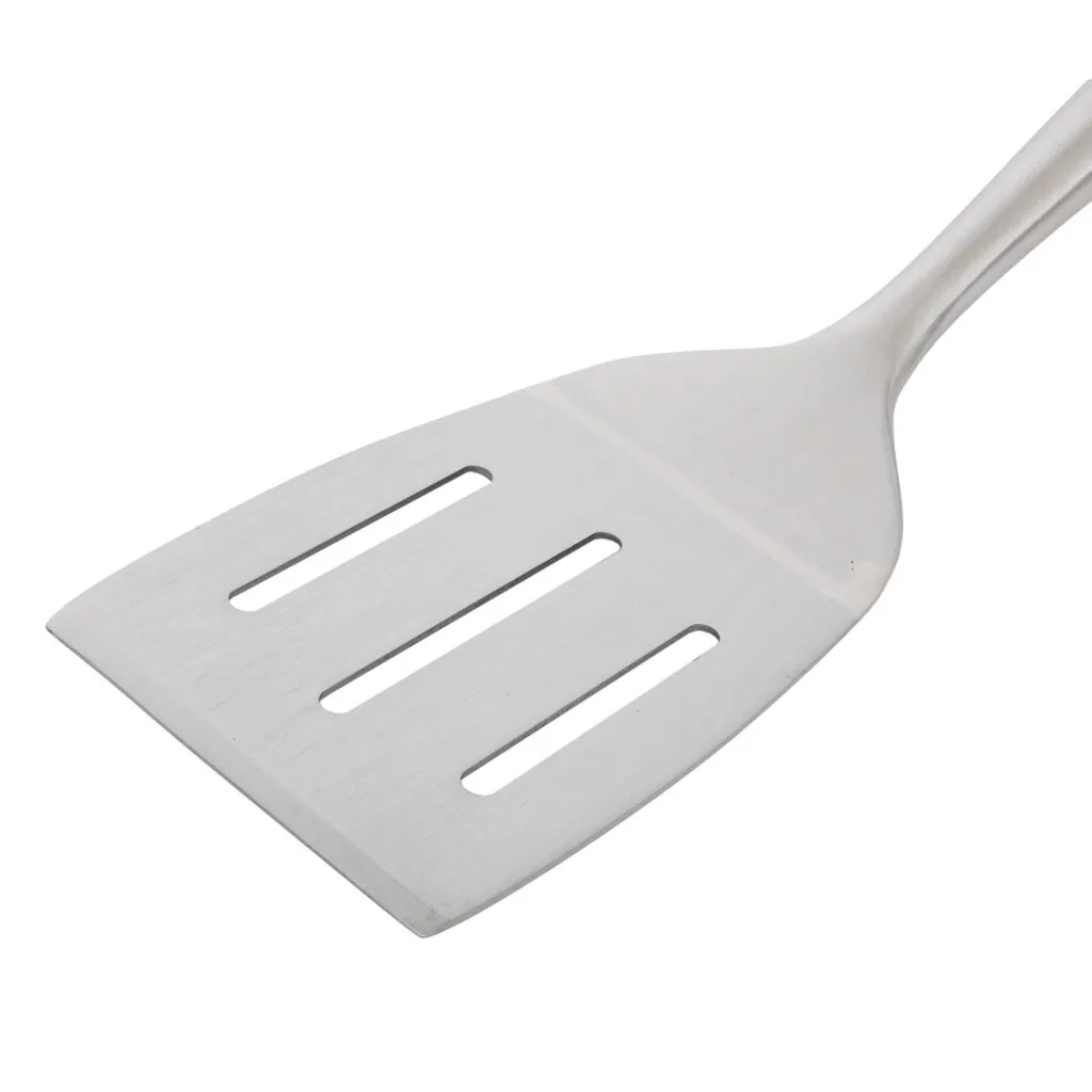 Stainless steel grill spatula with slotted head